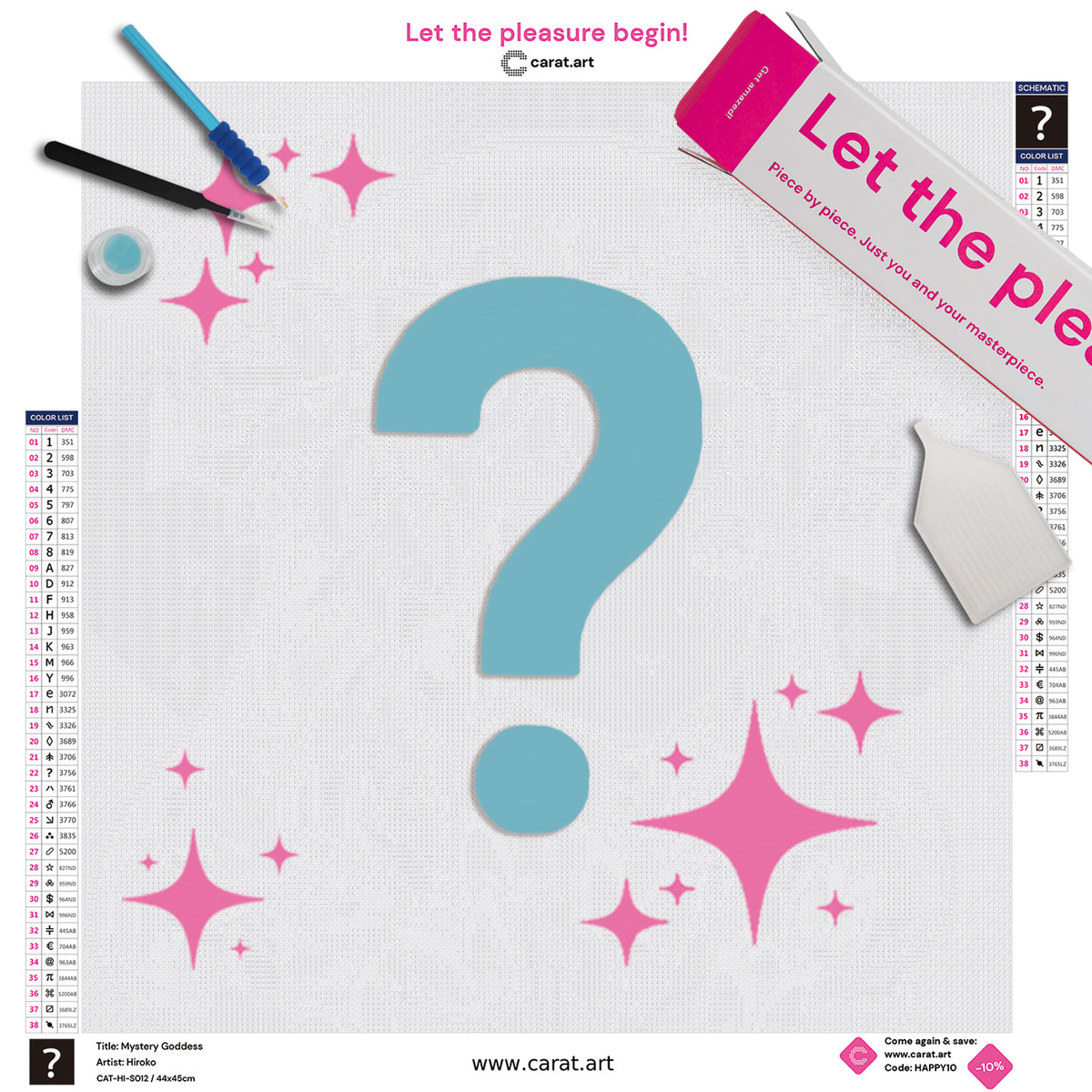 Premium Diamond Painting Set mit Mystery Motiv von Hiroko mit cearat.com box und Zubehör Set