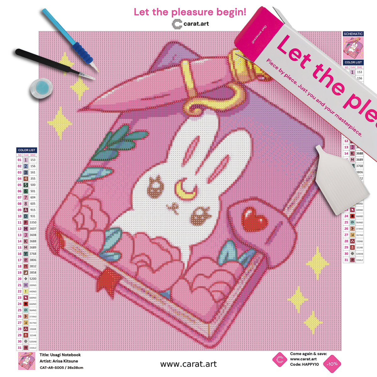 Diamond Painting Set mit Notizbuch und Stift Motiv im Anime Stil als Premium Set mit Leinwand und hochwertigem Zubehör