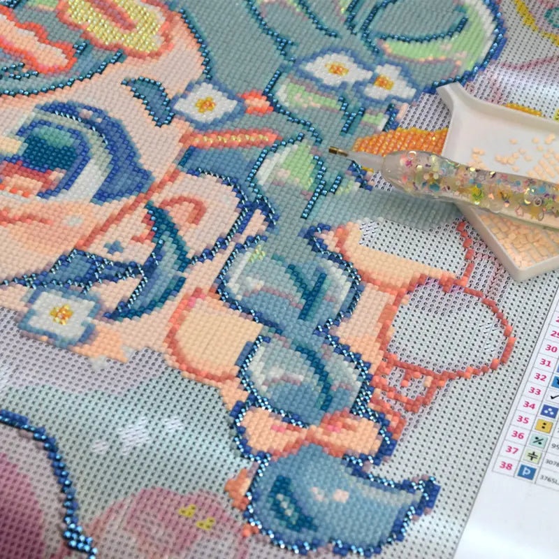 cearat.com Diamond Painting Leinwand, teilweise mit Steinchen und mit Diamond Painting Stift und Schiffchen