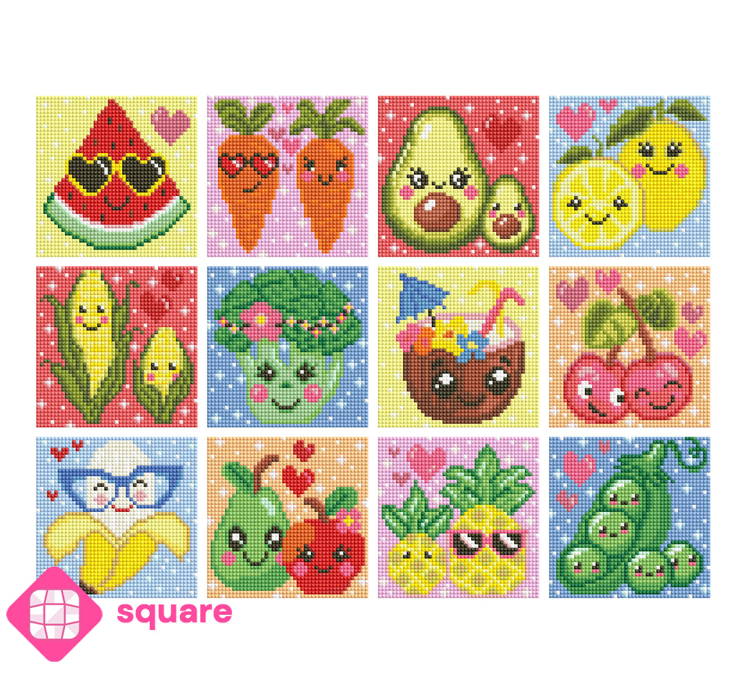 Diamond Painting - cearat.com Design - Mini Set Happy Veggies & Fruits