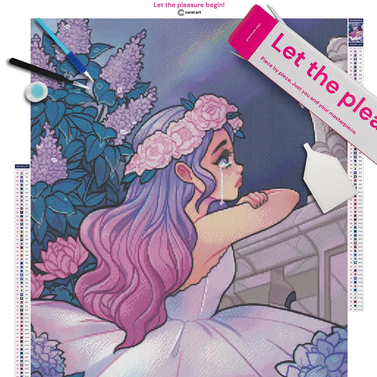Diamond Painting Set mit verträumtem Garten Motiv auf Leinwand, mit cearat.com Karton und hochwertigem Zubehör