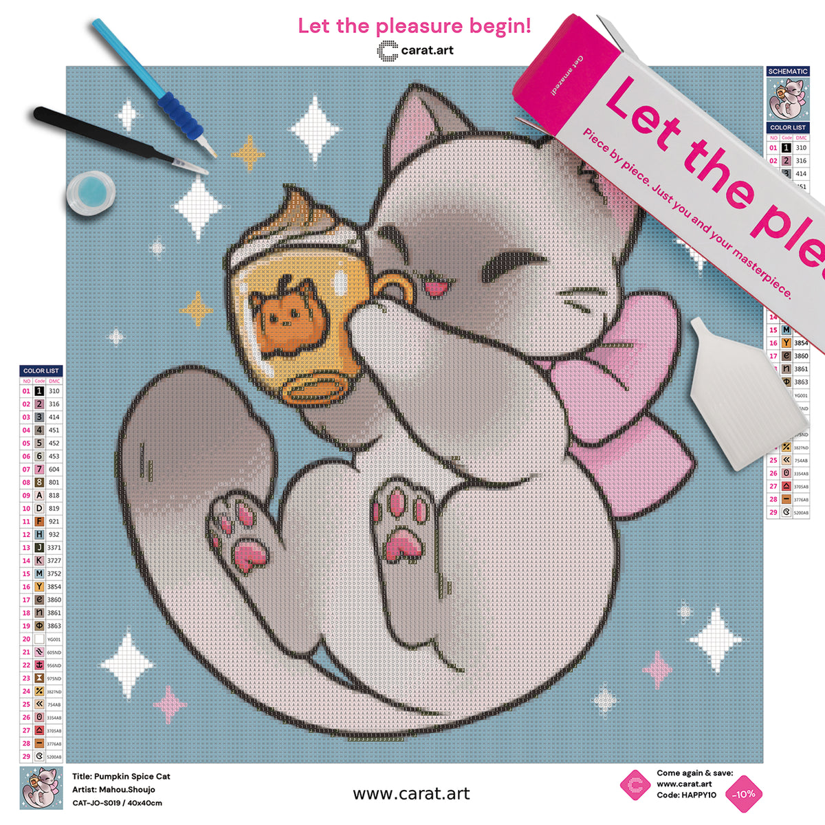 Komplettset für dein herbstliches Diamond Painting  Katzenmotiv mit Premium Leinwand und Zubehör