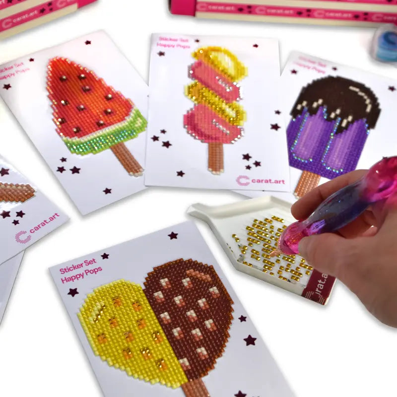 cearat.com Diamond Painting Sticker Set Happy Pops mit Eis-Motiven und Wax-Pen
